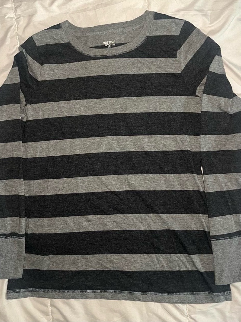 Mossimo Supply Co. Women's L Gray/Black Striped Long Sleeve Shirt